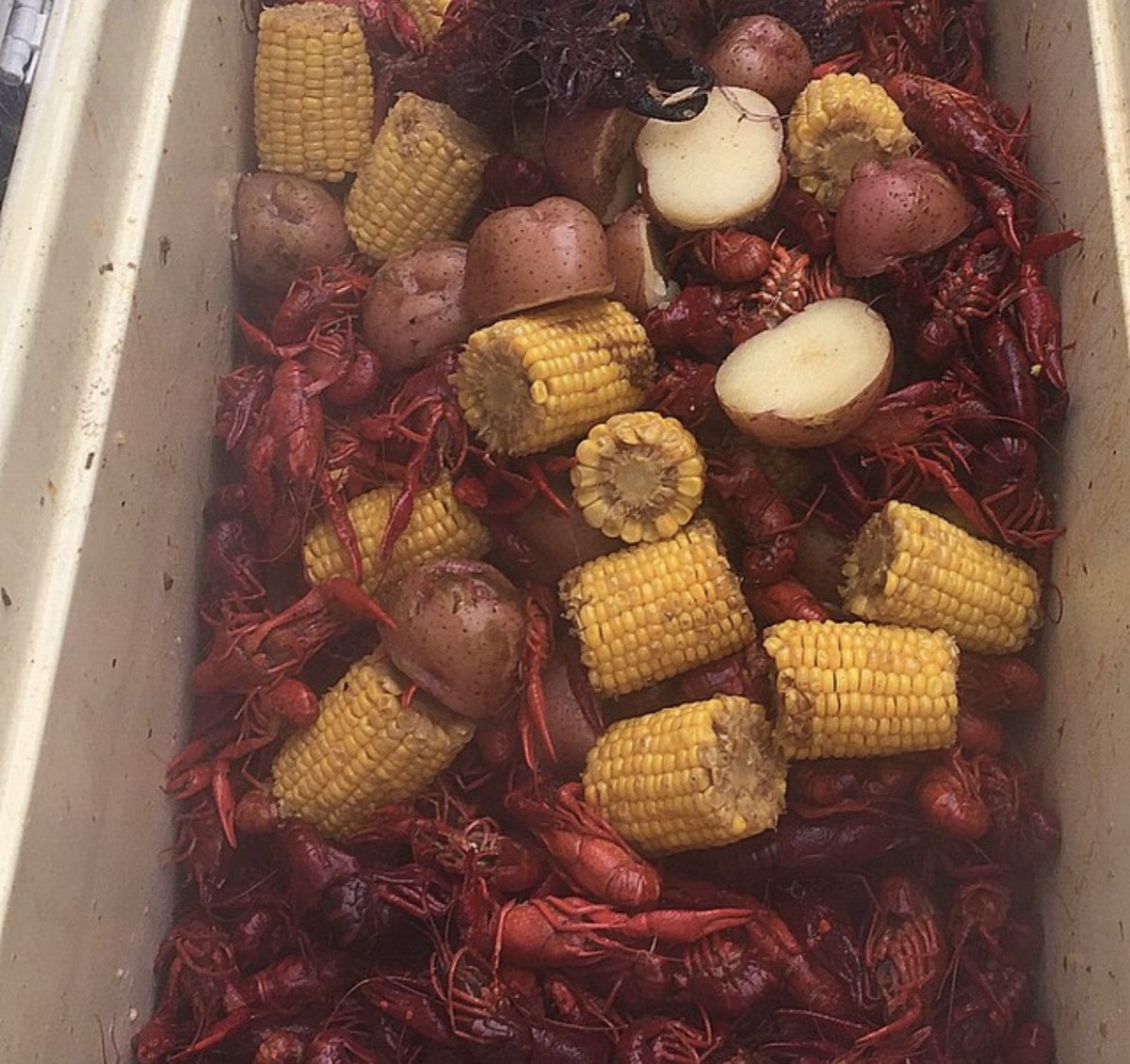 Crawfish, corn and potatoes