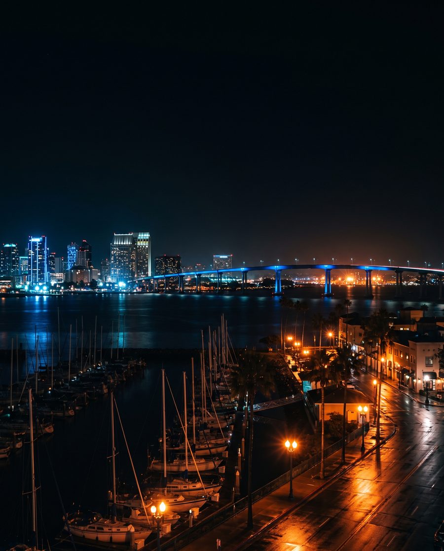 San Diego harbour at night
